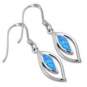 Synthetic Opal Drop Silver Earrings, e347h